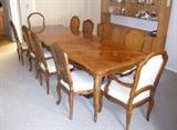 Stunning 9'8" dining room table + 10 chairs, seats 12 easily