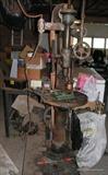 Very old working Drill Press with belts and it has its own motor