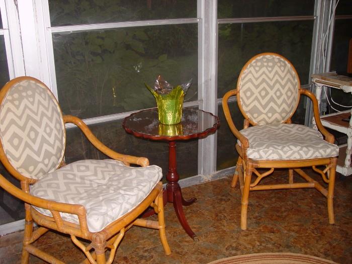 Rattan chairs that match one of the 3 couches in the sale, and the chairs at the dining room table