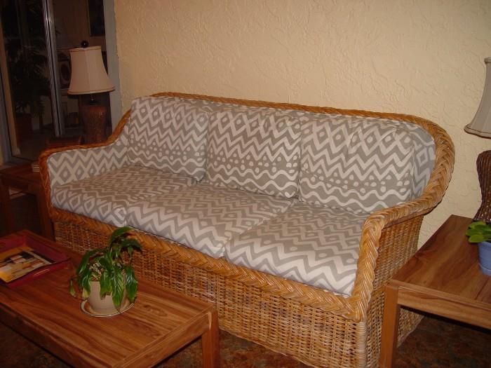Matching rattan sofa