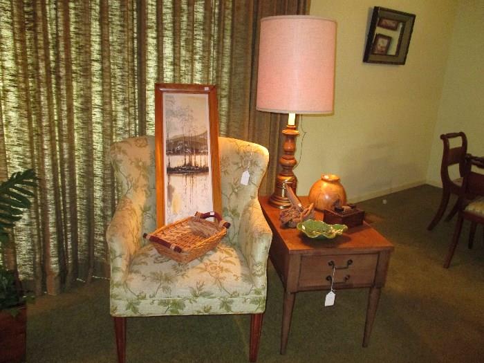 Vintage Chair & Pair of End Tables (Pictured 1 of 2)