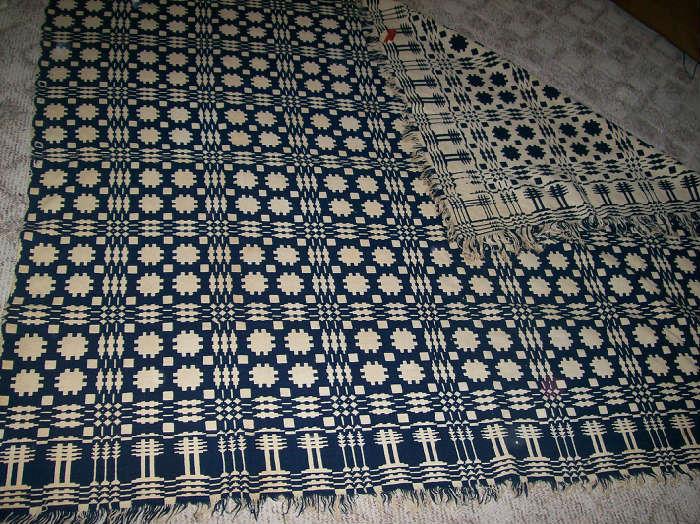 ANTIQUE JACQUARD COVERLET