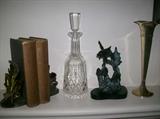 WATERFORD CRYSTAL DECANTER, STERLING VASE