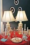 Pair of 1950's MARBRO lamps, Mason and crystal