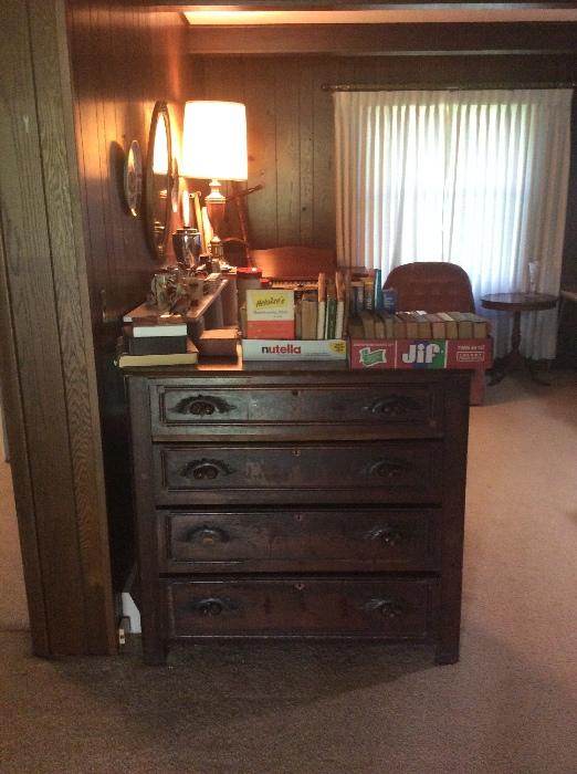 Antique dresser with antique books