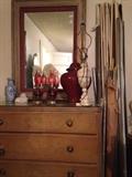 Dresser, lamps, wood pieces for making frames. Third floor.