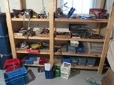 old tools and plastic containers