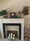             Mock fire place; many decorative items