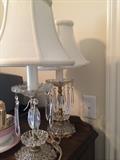         Pair of small bedroom lamps with lusters;