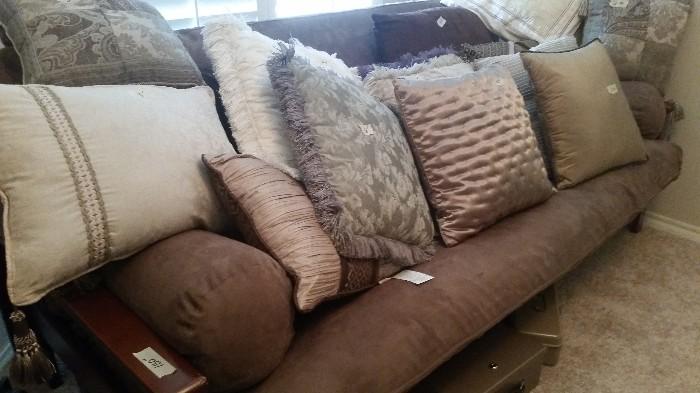 Futon and lots of pillows