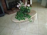 Rattan table with woven top