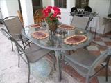 Coated aluminum patio table with 4 chairs