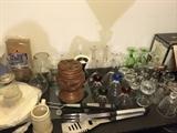 Glass and kitchen items.