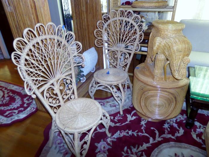  wrapped wicker patio chairs