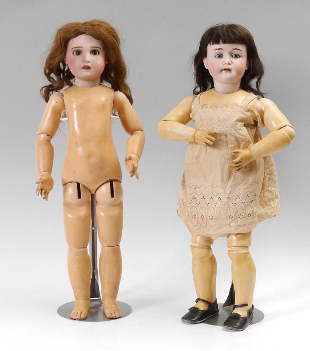 1202)  S.F.B.J. French Bisque Head Doll, 29”  Toddler; 1201)  Rare German Wiesenthal, Schindel & Kallenberg (W.S.K.) Bisque Head Doll,  30” Tall