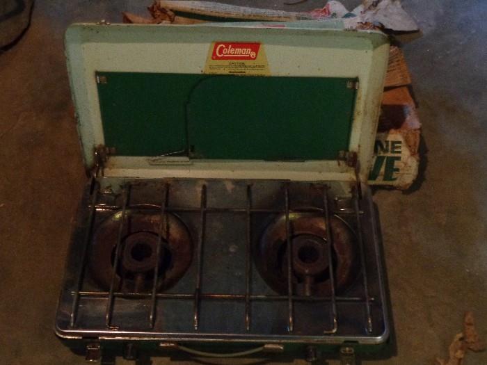 2 Coleman stoves -- original boxes (boxes show age and wear)