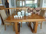Rectangular Oak Dining Table with 4 Side Chairs & 2 Arm Chairs