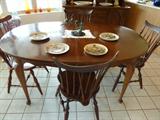 Cabriole Leg Walnut Table & 4 Windsor Chairs