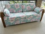 Rattan Arm Floral Sofa