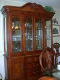 Universal China Cabinet with Glass Shelves, Mirrored Back and Lights at Top