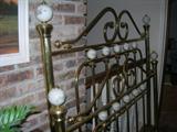 Queen Brass Bed with Porcelain Finials