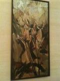 G. Whitney, Abstract, Tissue on Board framed in Walnut