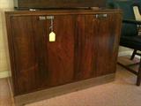 Georgeous Rosewood Grain - Heavy Solid Construction on Chrome Base with Chrome Pulls, Mid Century Modern