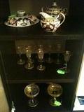 Royal Crown Derby Cream & Sugar, Gold Rim Etched Stems