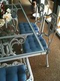 Wrought Iron White Patio Set with Cushions