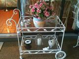 White Wrought Iron Tea Cart