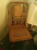 Burnt Bamboo Side Chair with Cane Seat & Back