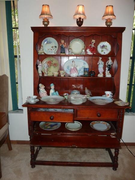 1920's Step Back Hutch with European Porcelain