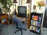 Medium Computer Desk, Black Swivel Media Bookcase