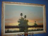 Harold Newton, River View at Sunset, oil on masonite, 30" x 48" signed lower left H. Newton