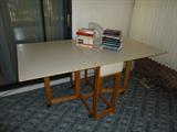 White Melamine Gate Leg Sewing/Craft Table on Casters, Good Condition