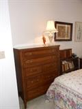 Solid Mahogany Drexel Chest of Drawers with custom glass top