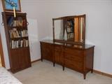 Solid Mahogany Drexel Dresser and Mirror with custom glass top