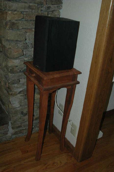 Side table klipsch speakers one of many speakers throughout home