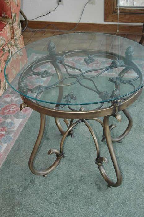 round metal and glass coffee table