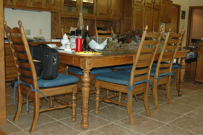 Keller dining room table and six ladder back  chairs