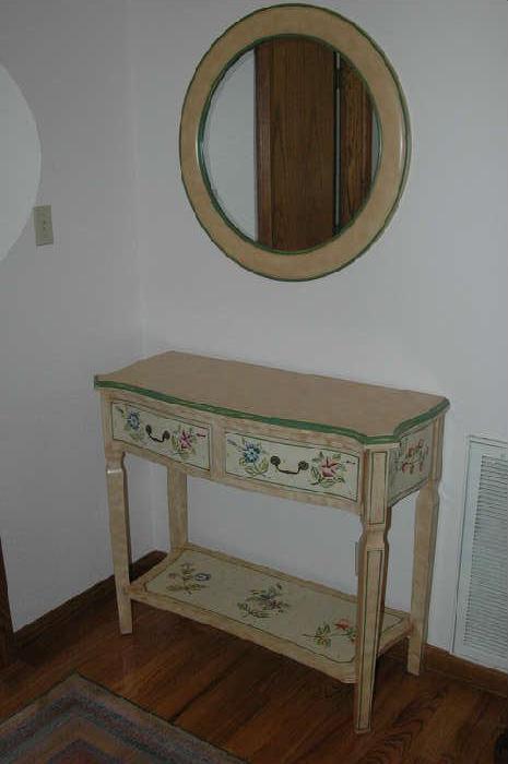 Painted table and matching mirror