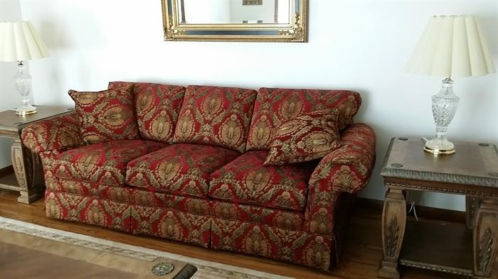 NEW Massoud three cushion sofa, end tables