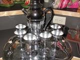 Vintage shaker set with glasses and tray