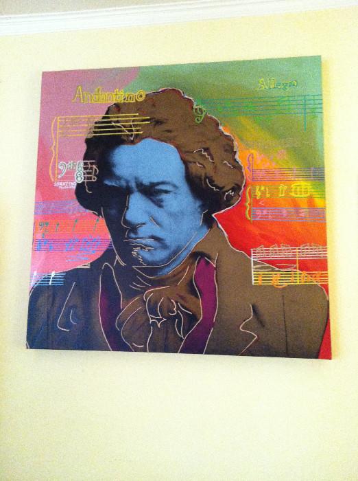 Beethoven Signed print by Steven Alan Kaufman, SAK. Letter of Authenticity.  Subject to prior sale. 36"x36"