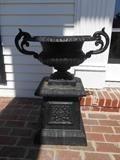 Porch:  One of two cast iron urns/bases that has a total height of 32."  They are sold as a pair.