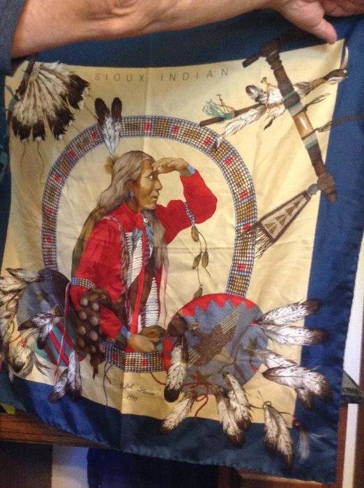 Signed and dated Ralph Lauren 1990 Native American scarf