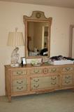 BAKER BEDROOM BUREAU AND MIRROR - HAS 2 BEDSIDE TABLES AND BENCH ALL FOR $1500