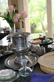 silver plate platters trophy cups for flowers