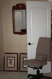 office chair - armless with nettle creek tuscan prints in tortoise, early American antique mirror chippendale style
