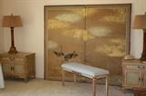 17th Century Japanese Screen , Marbro Lamps Alabaster!